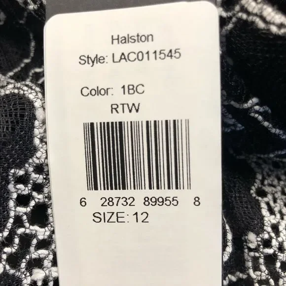 Halston Heritage Off the Shoulder Flounce Mesh Lace Embroidered Top 12 14 - Picture 8 of 8